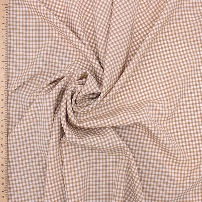 Checkered polyester fabric - beige 