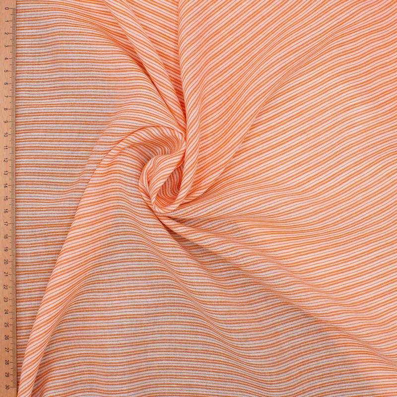 Gestreepte stof in viscose en linnen - oranje 