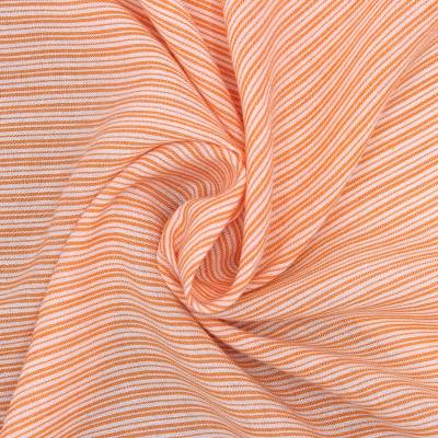 Tissu viscose et lin rayures - orange