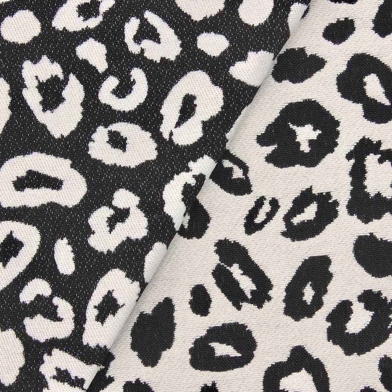 Reversible fabric in cotton and polyester - ecru and black 