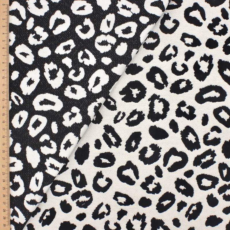 Omkeerbare stof in katoen en polyester - ecru en zwart