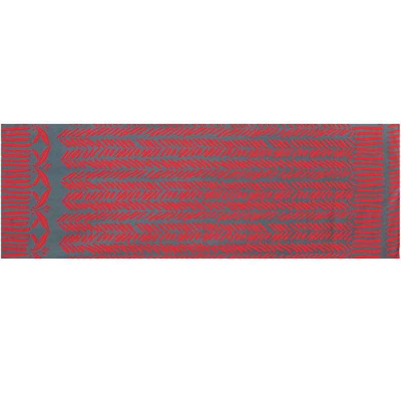Katoen satijn met grafische print - grijs en rood