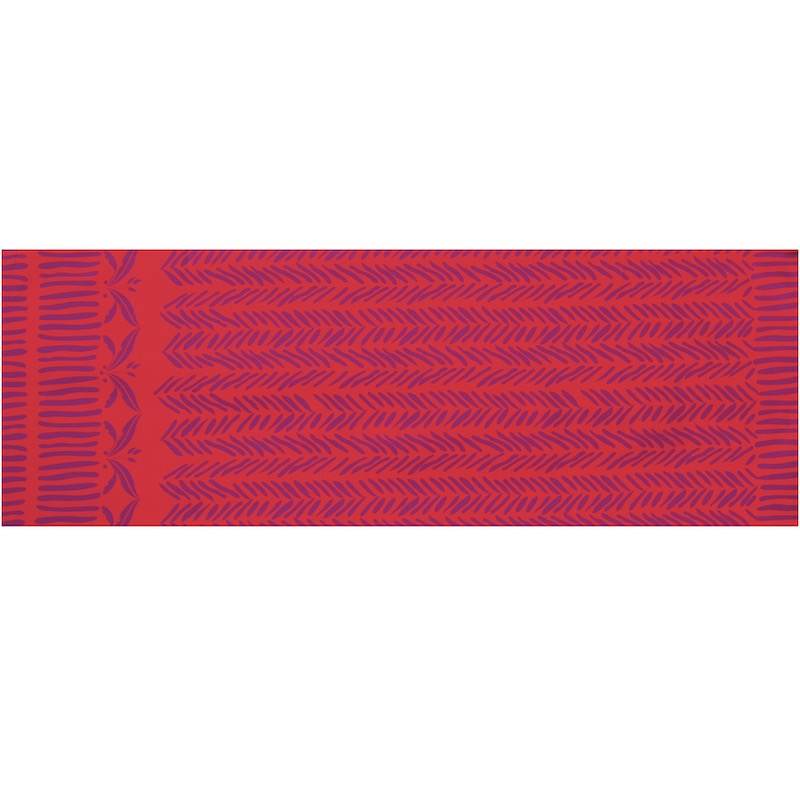 Katoen satijn met grafische print - rood en paars