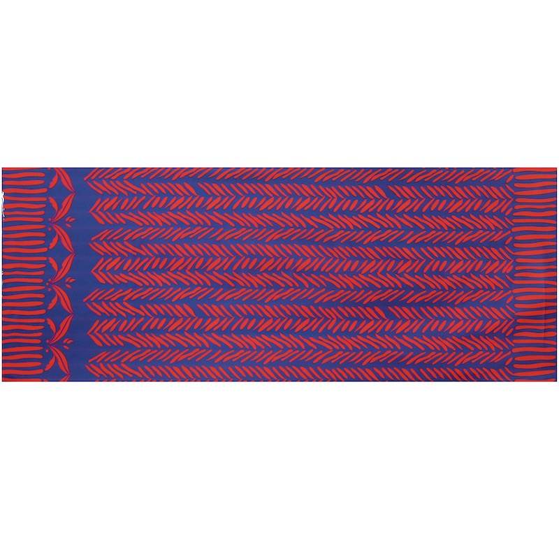 Cotton satin fabric with graphic prints - navy blue and red