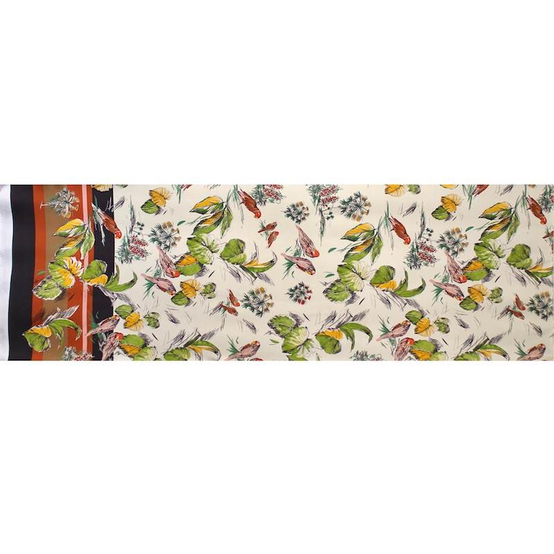 Tissu polyester perruches- multicolore