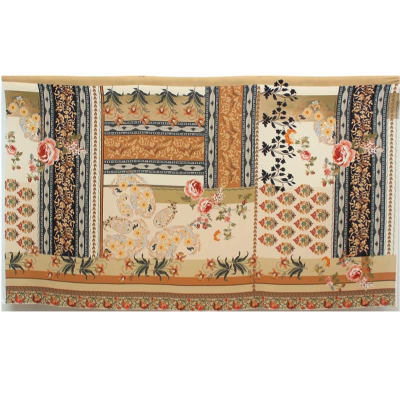 Panel in polyester with flowers - beige