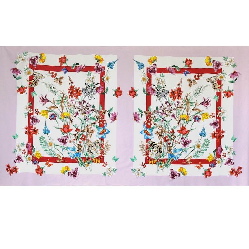 Panel in polyester with flowers - multicolored