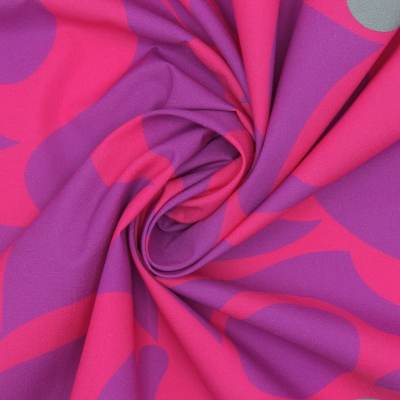Cotton poplin with graphic prints - pink and purple