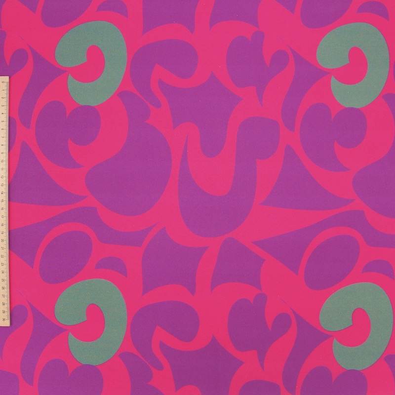 Popeline coton graphique -rose et mauve