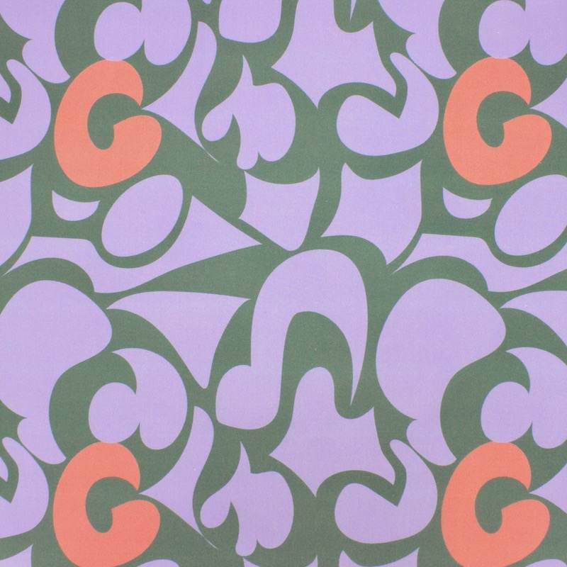 Cotton poplin with graphic prints - lilac and khaki 