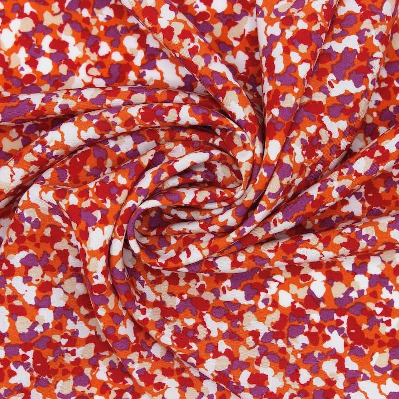 Tissu 100% viscose motifs - rouge