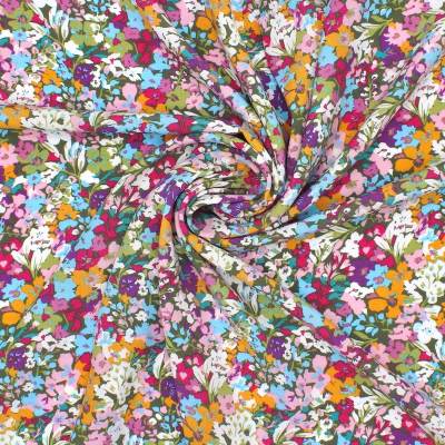 Viscose fabric with flowers - multicoloured