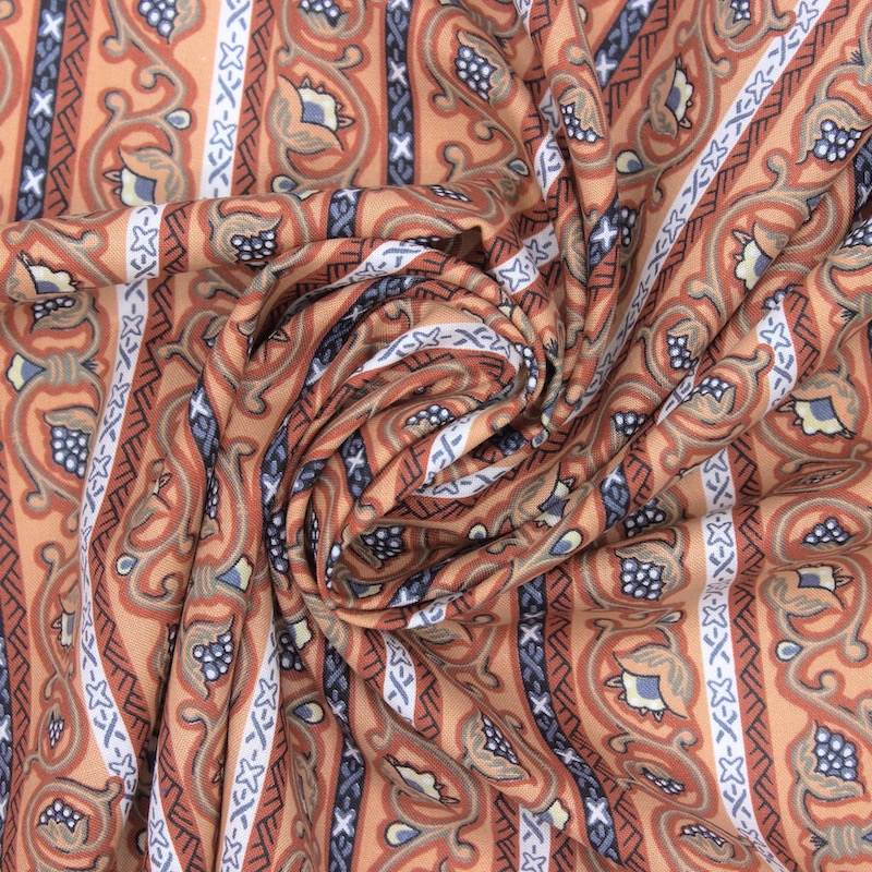 Striped viscose fabric - rust