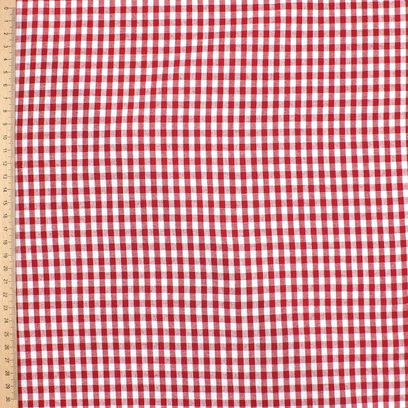 Tissu 100% coton vichy - rouge et blanc