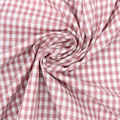 100% cotton vichy fabric - old pink and white 