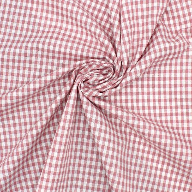 100% cotton vichy fabric - old pink and white 