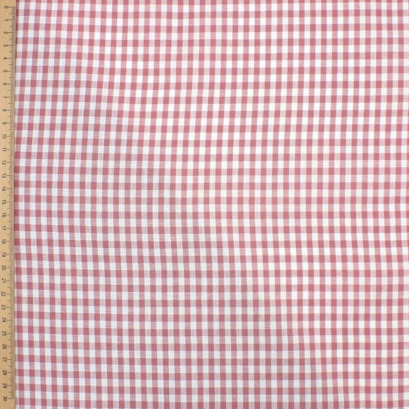 Vichy stof 100% katoen - oud roze en wit 