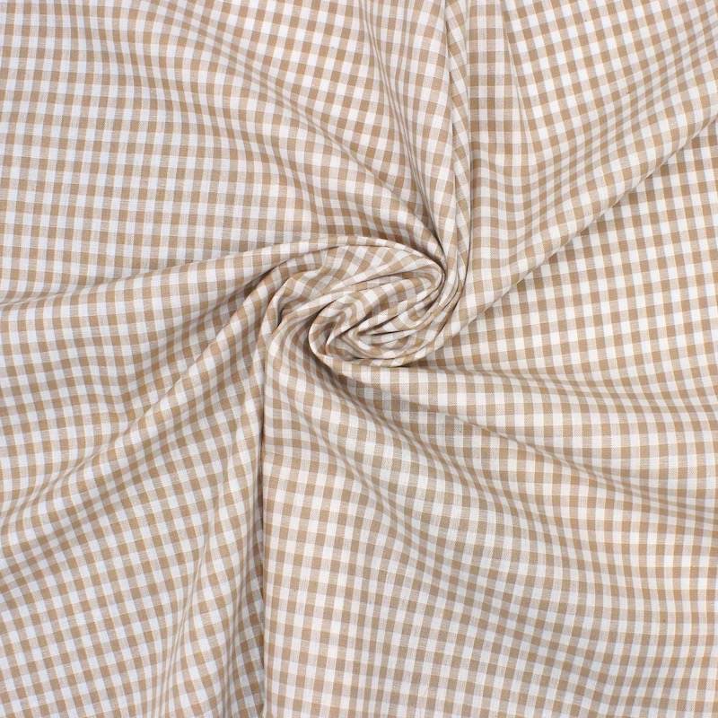 100% cotton vichy fabric - beige and white 