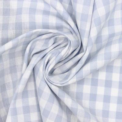 100% cotton vichy fabric - Sky blue and white 