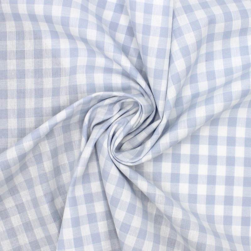 100% cotton vichy fabric - Sky blue and white 