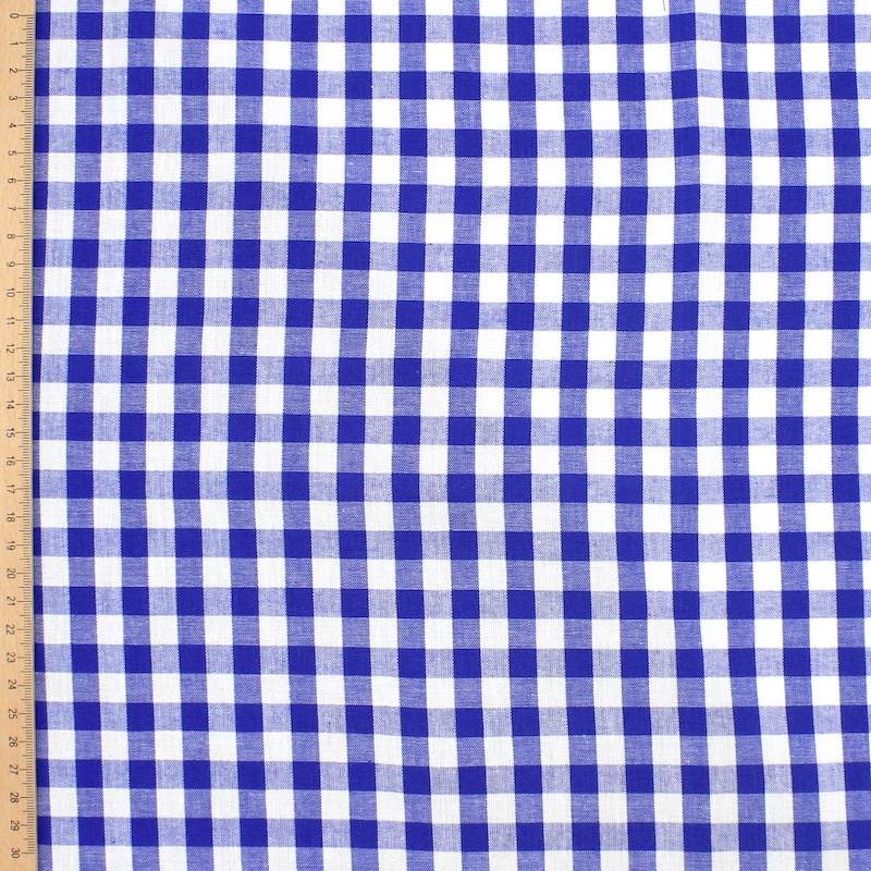 Tissu 100% coton vichy - bleu et blanc
