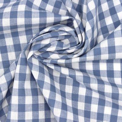 100% cotton vichy fabric - denim blue and white 