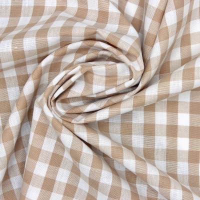 100% cotton vichy fabric - beige and white 