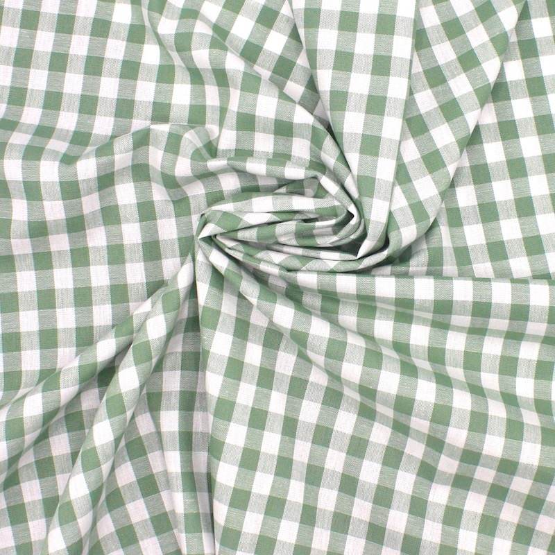 Tissu 100% coton vichy - vert et blanc