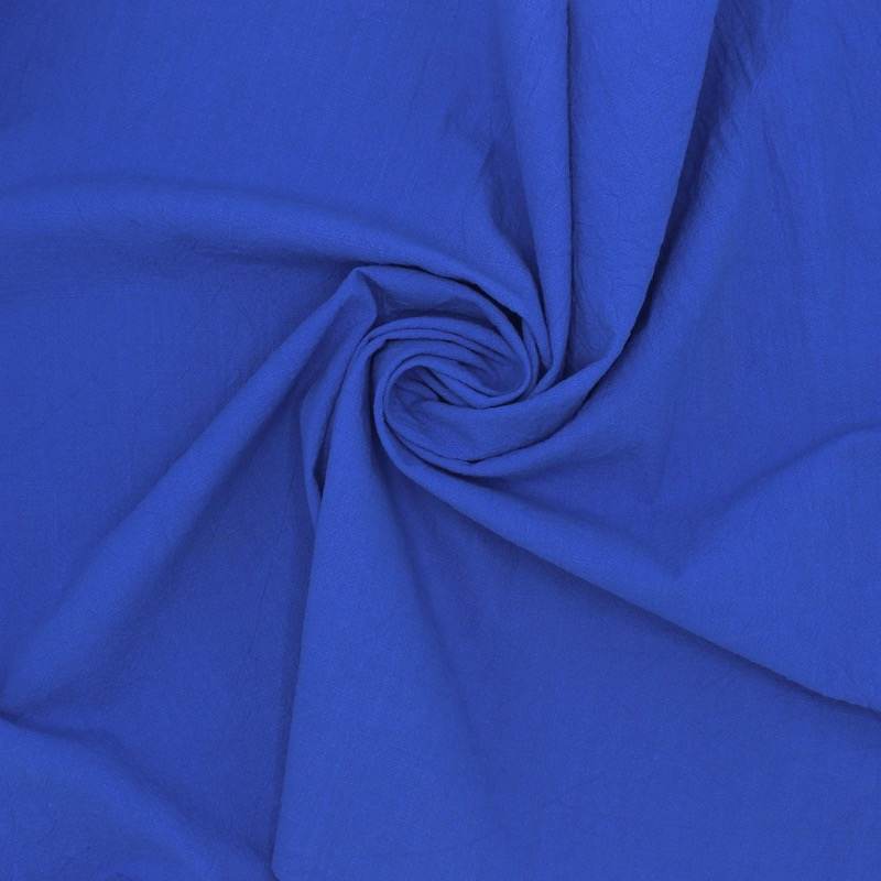 Tissu coton crushed - bleu roi