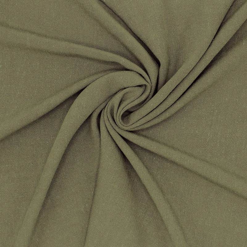 Plain viscose and linen fabric - khaki