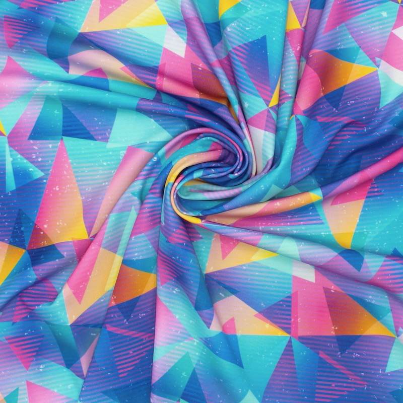 Tissu extensible type lycra graphique -multicolore