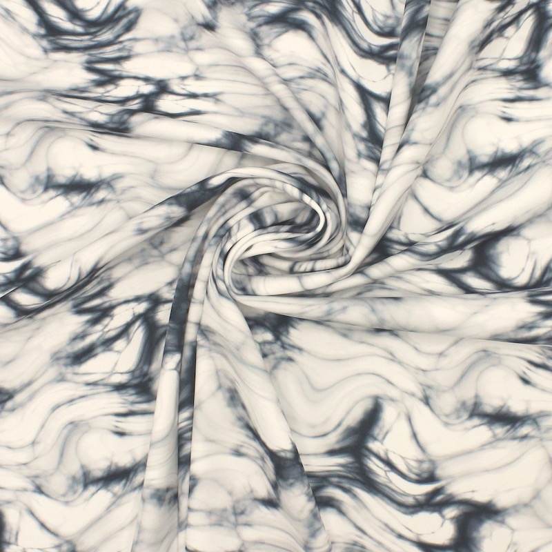 Tissu extensible type lycra à motif - blanc