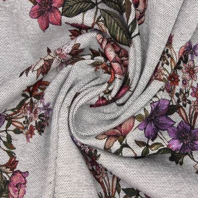 Tissu type jersey floral - gris
