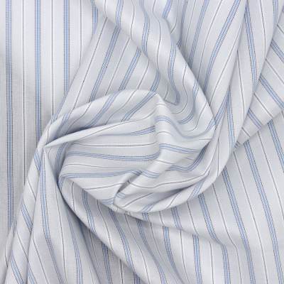Tissu coton et polyester rayures - ciel