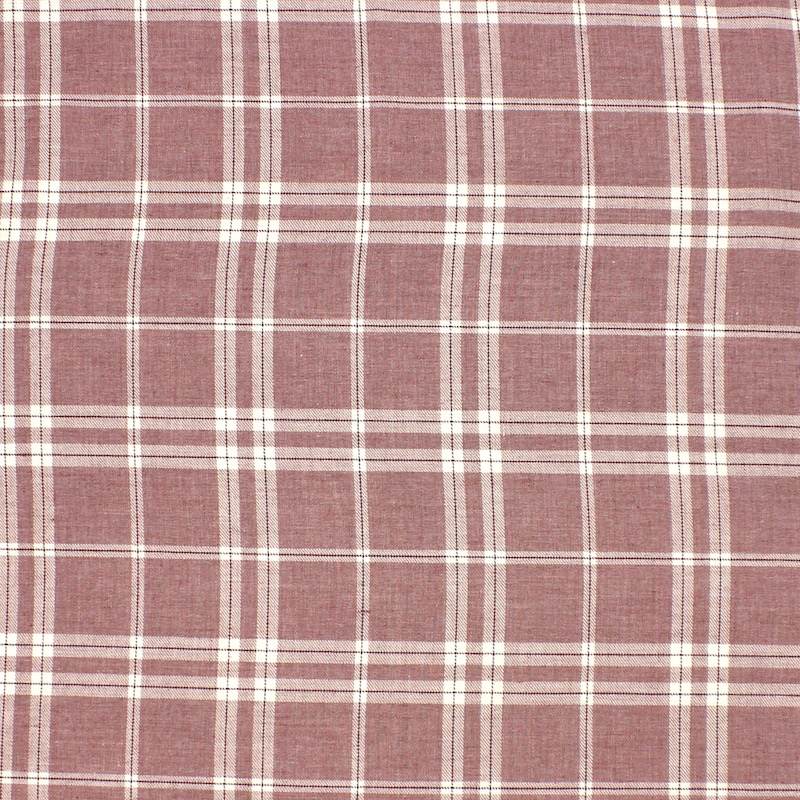 Checkered cotton twill fabric - Old rose