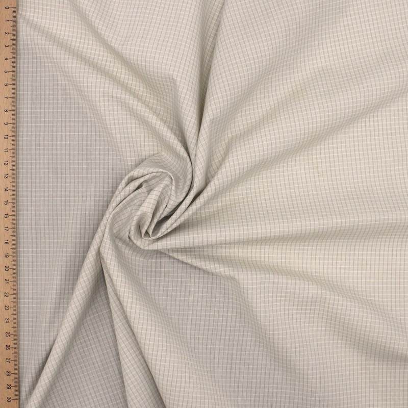 Checked cotton and polyester fabric - beige