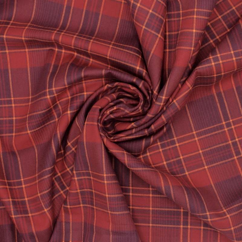 Tissu coton gratté à carreaux - rouge
