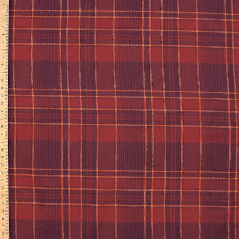 Tissu coton gratté à carreaux - rouge