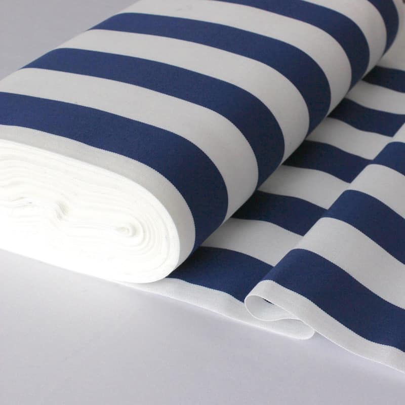 Striped deckchair cloth in dralon - white / navy 
