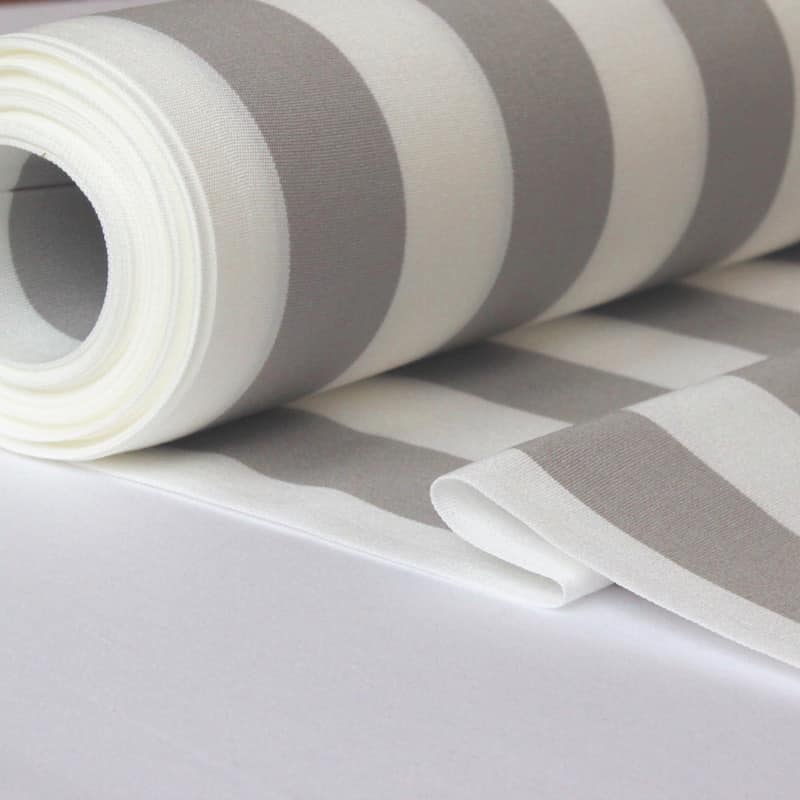 Striped deckchair cloth in dralon - white / grey 